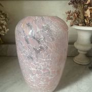 Marbled pink blown glass art vase, La Rochère