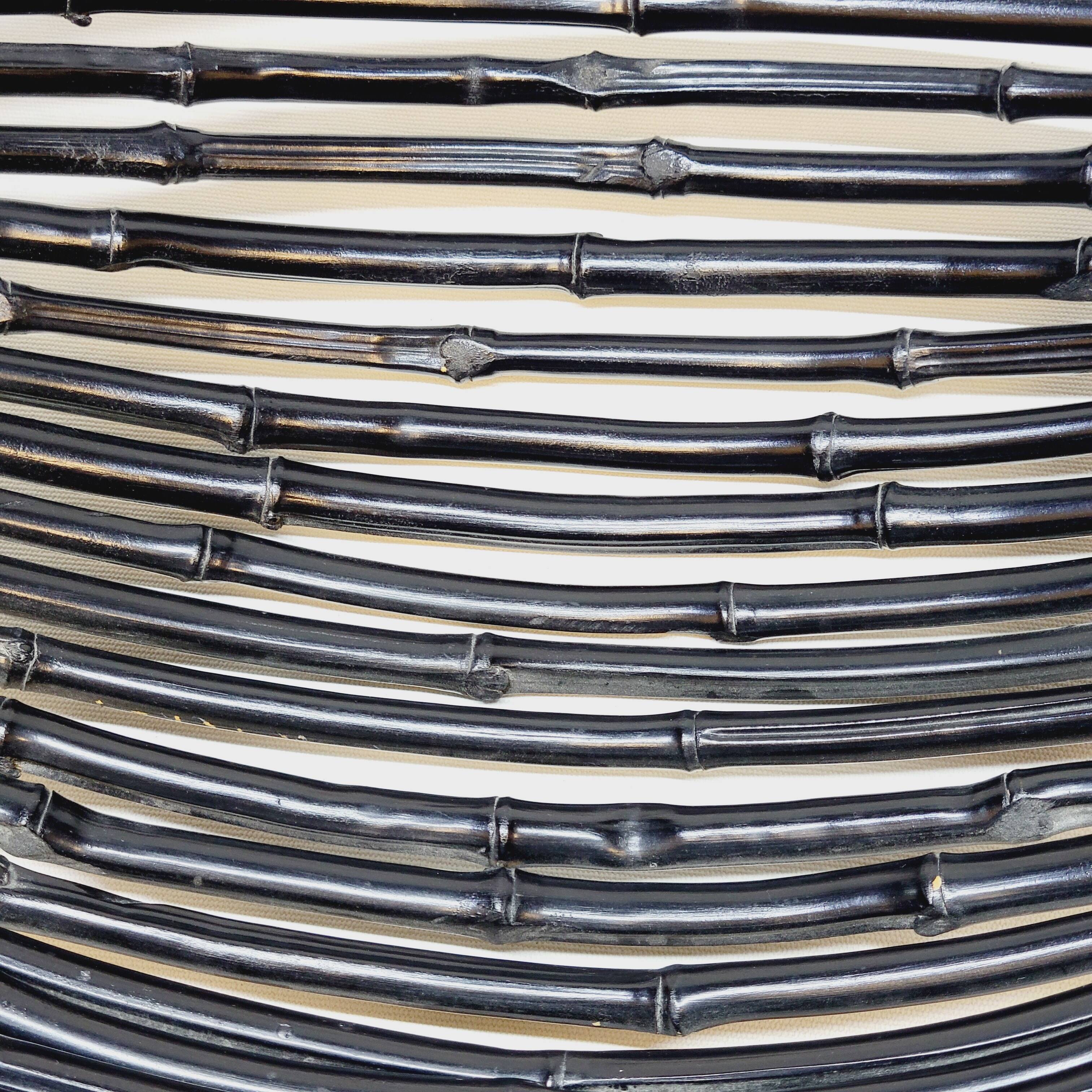 Large Vintage Black Bamboo Fruit Basket