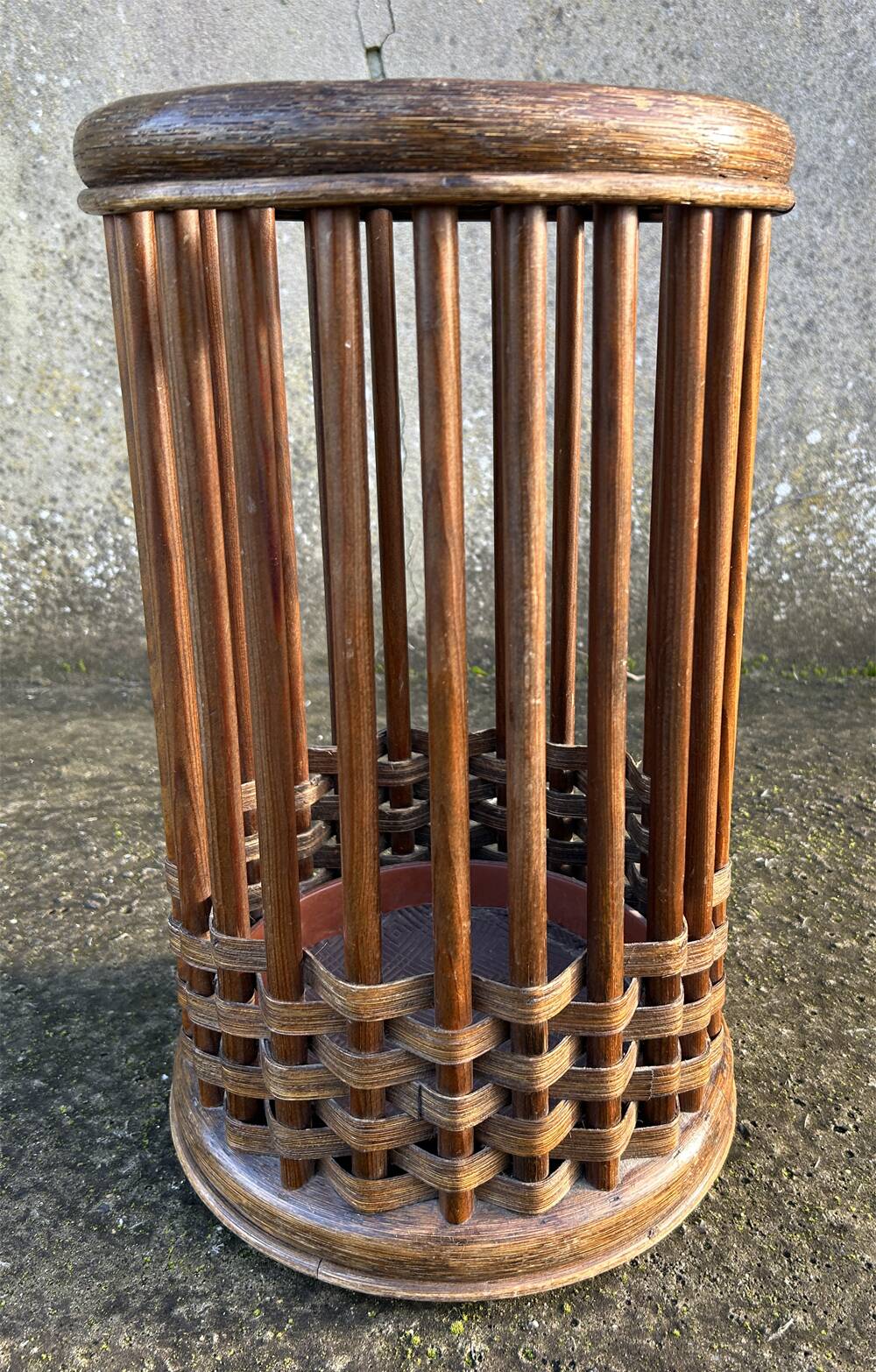 Bamboo rattan umbrella stand, vintage, 60s