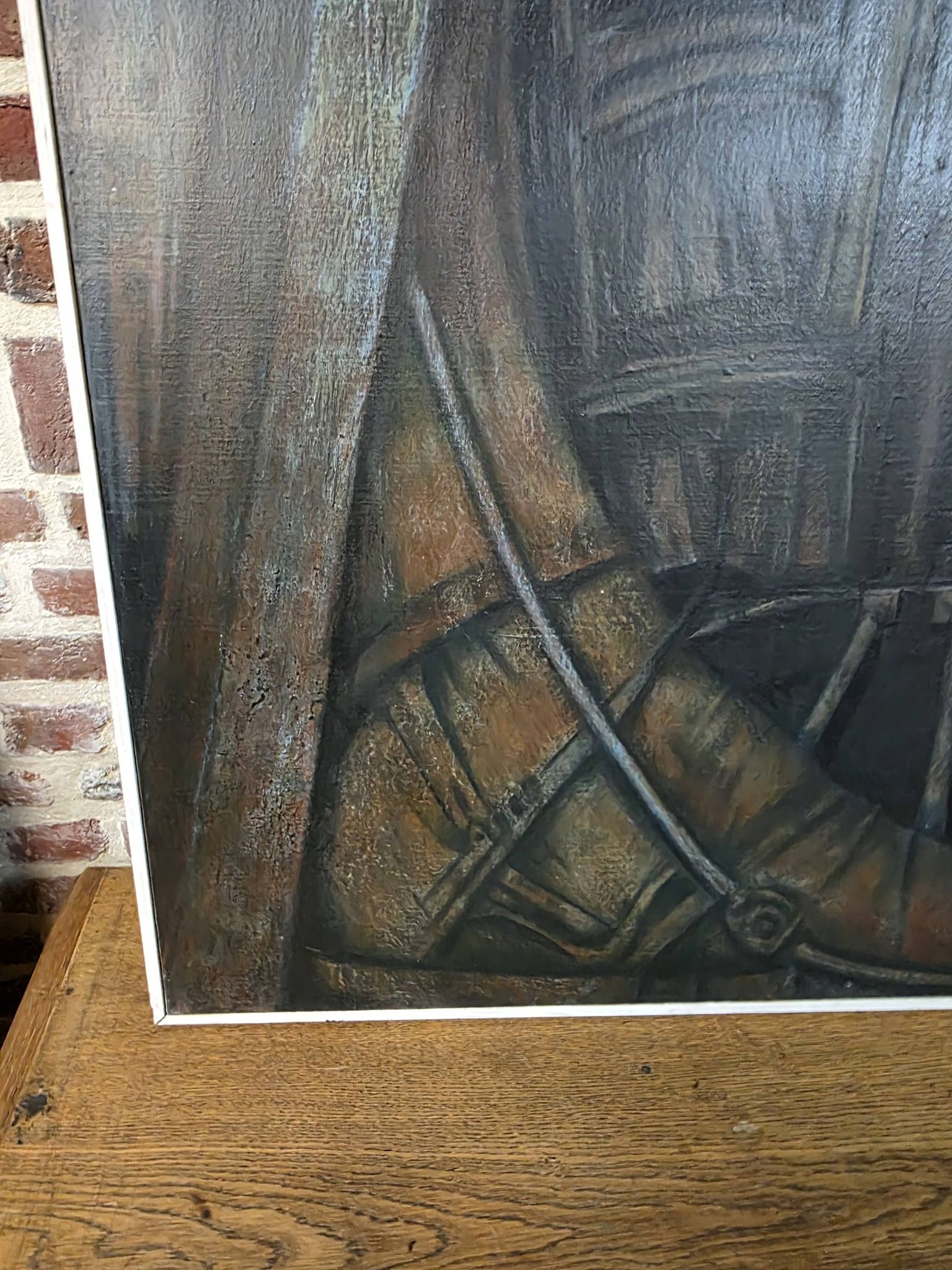 Pair of oil on canvas paintings of a boat interior from the 50s/70s