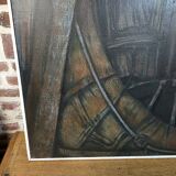 Pair of oil on canvas paintings of a boat interior from the 50s/70s