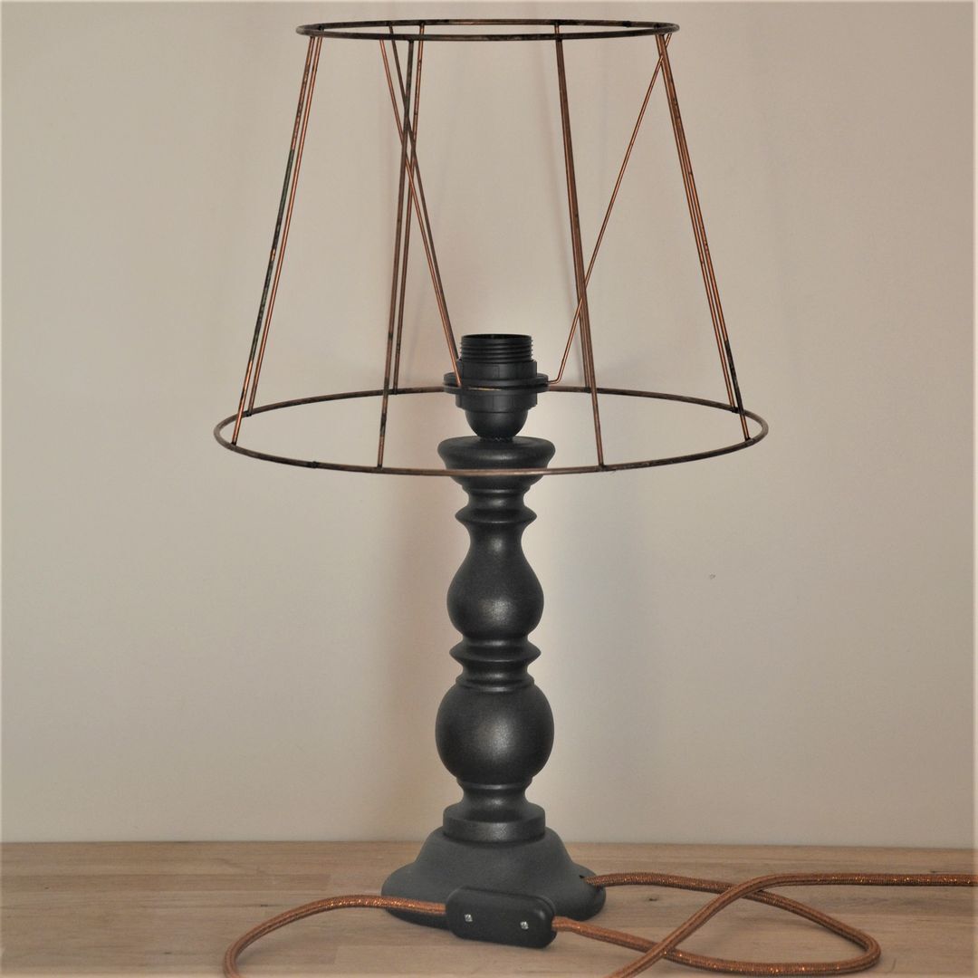 Large black wooden lamp foot turned