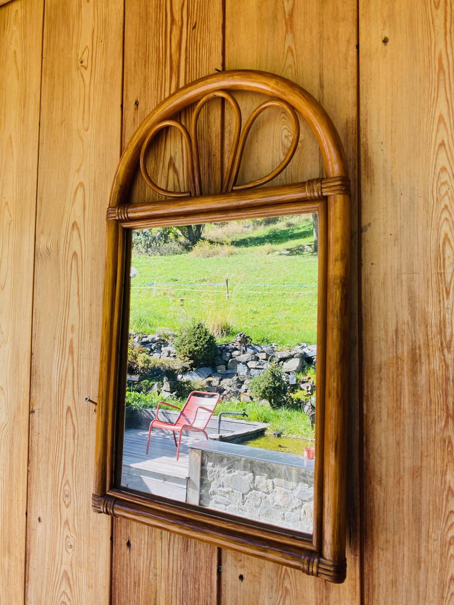 Vintage rattan mirror