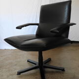 Office armchair in leather by Jean Louis Berthet pure Mobilier International, 80s