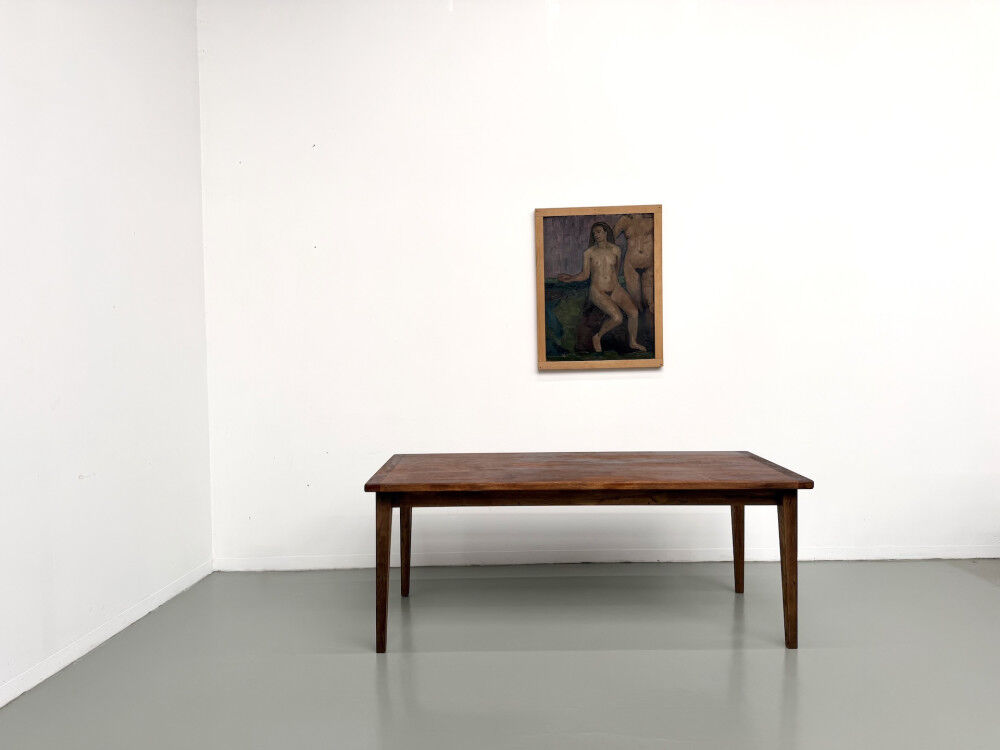 Oak dining table with tapered legs, 1970s.