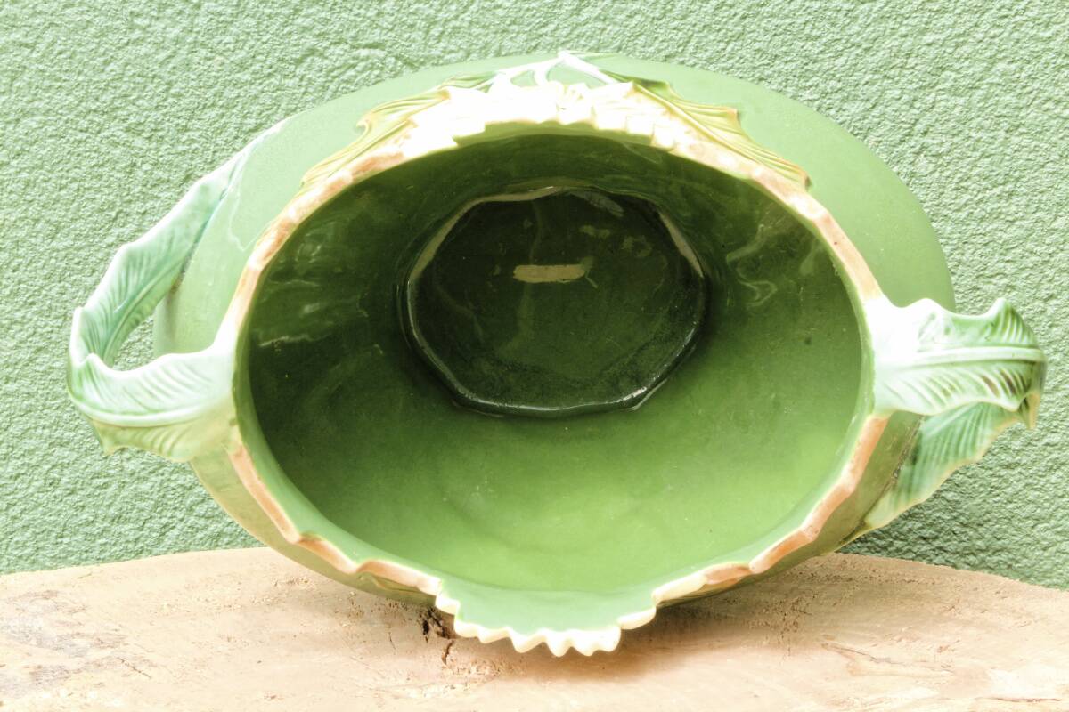 Art Nouveau slip planter with thistles