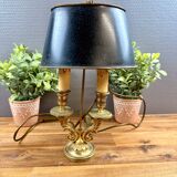 Antique bronze bouillotte lamp – metal shade