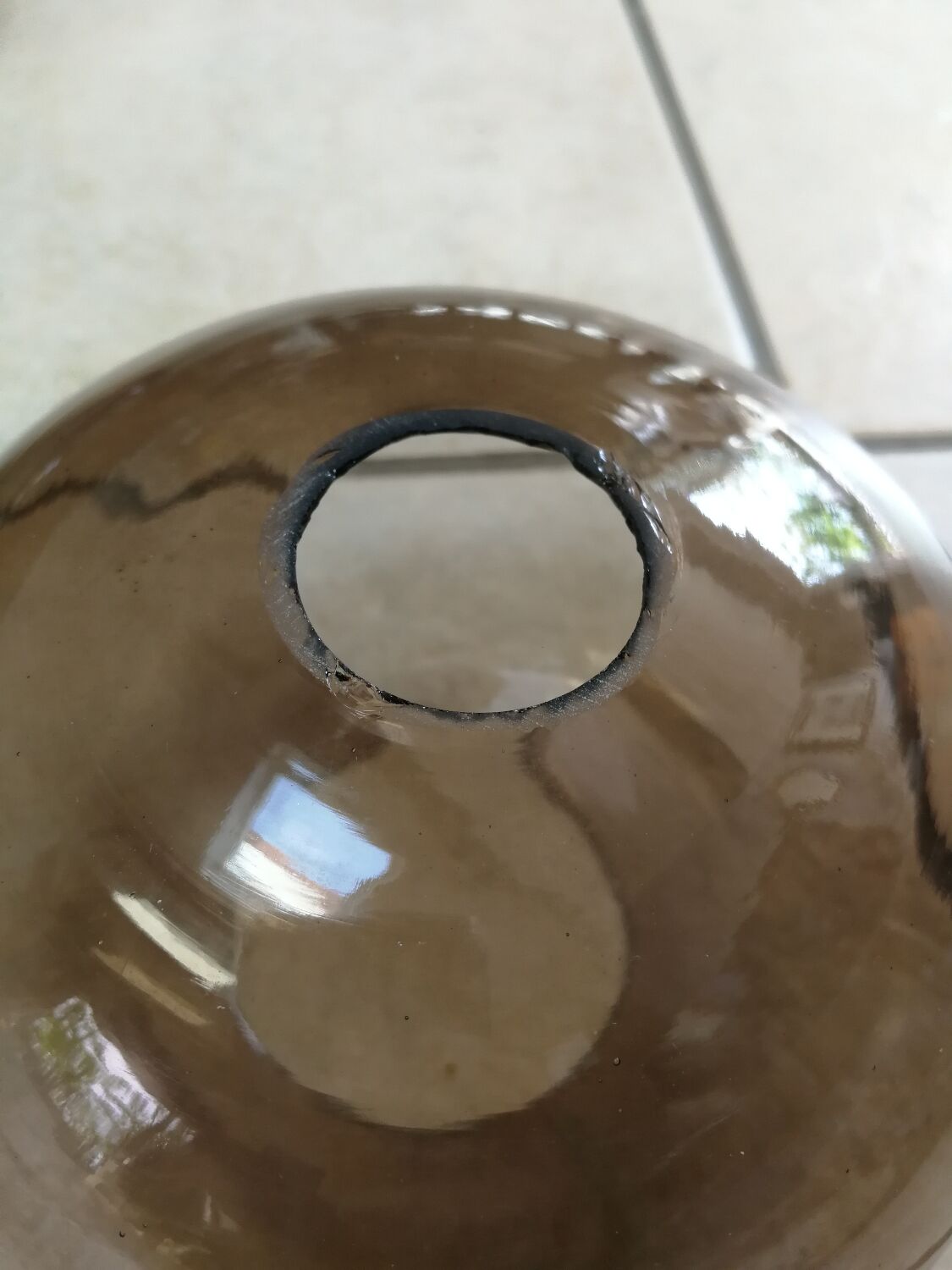 Chandelier 3 balls smoked glass 70's