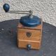 Peugeot Freres coffee grinder in wood and vintage blue metal