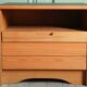 Brutalist bedside table in elm & laminate simat (doubinski brothers). 80's