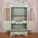 Armoire vitrée art déco en teck birman patine turquoise d'origine