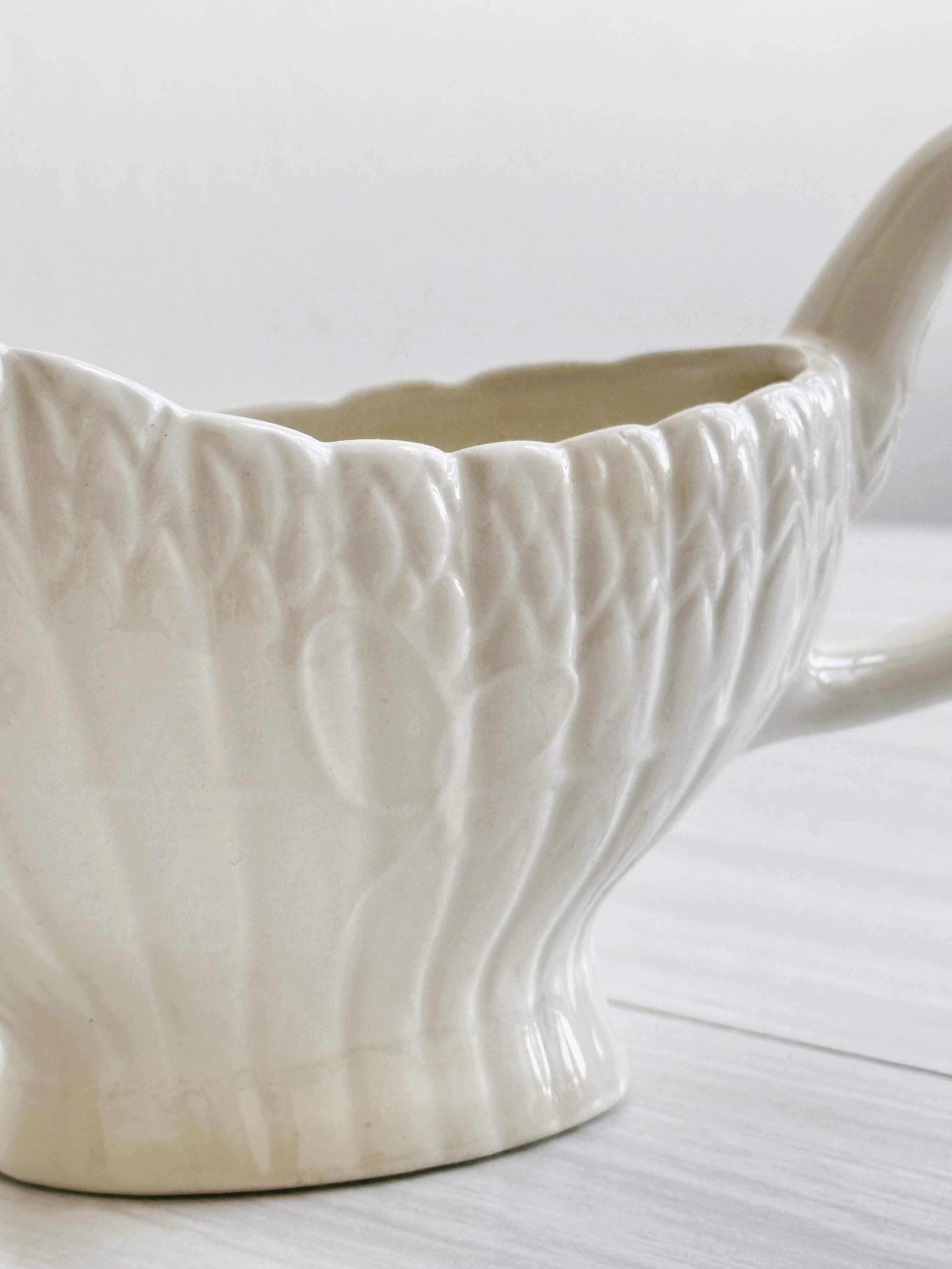 White asparagus slushy gravy boat.