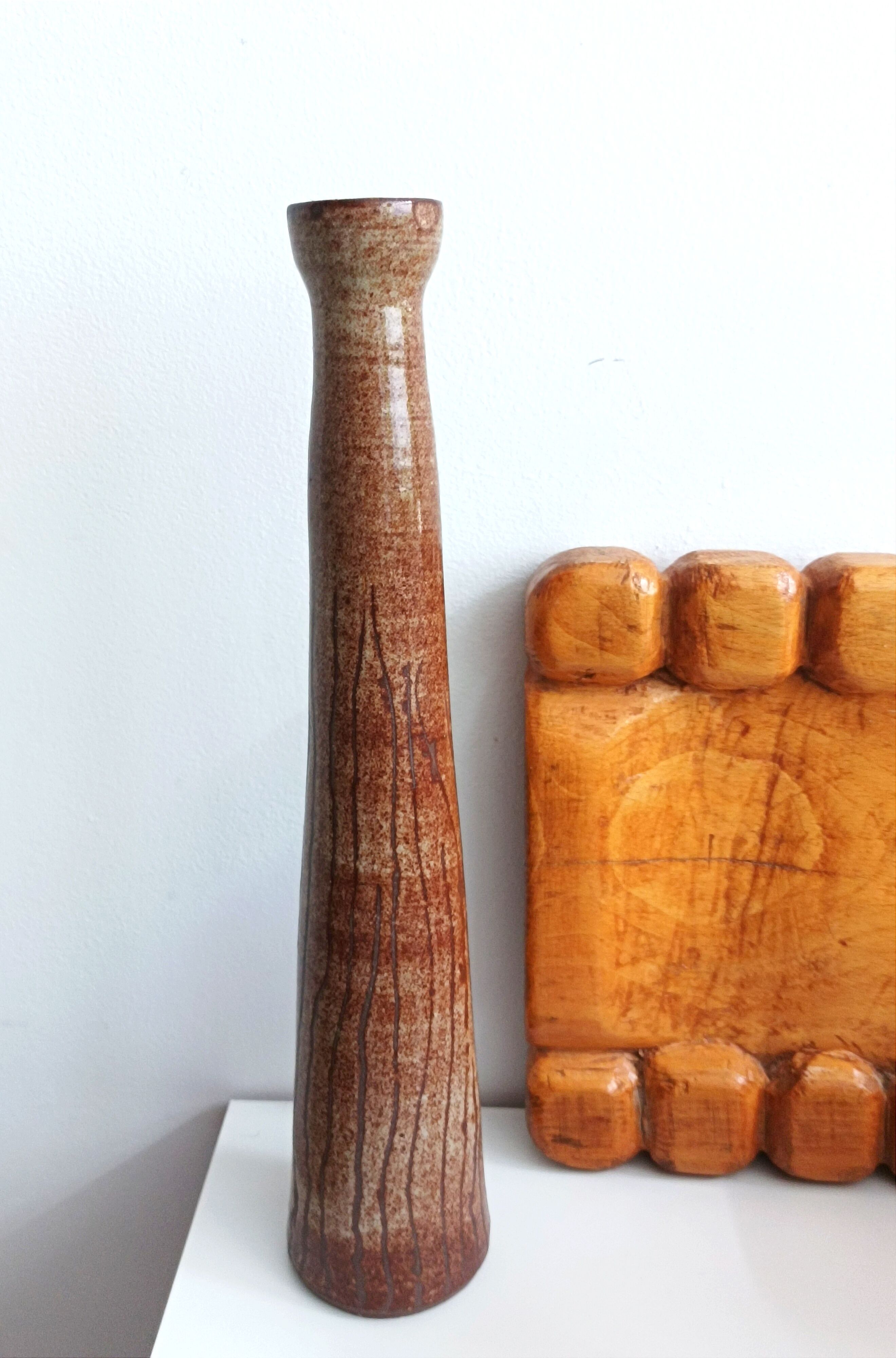 Vase soliflore grès vernissé signé *Vintage