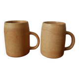 Duo in ceramic stoneware vintage mugs handcrafted Scandinavian country decoration