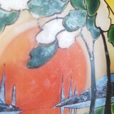 Coupelle en verre émaillé signée