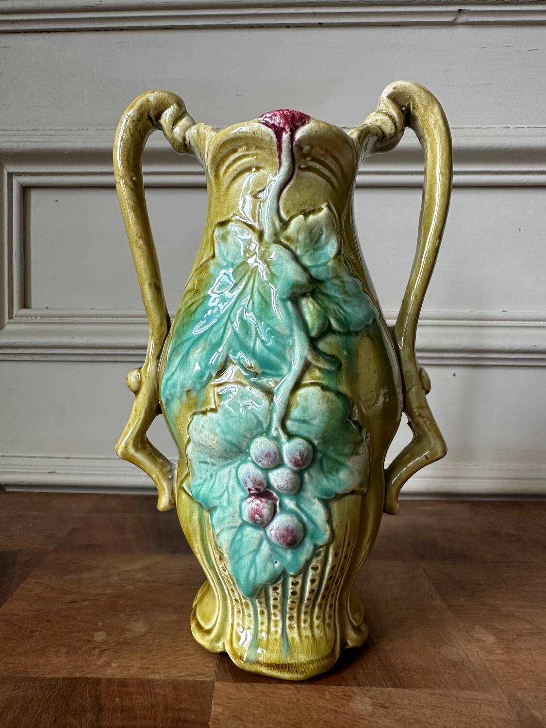 Art Nouveau vase in stamped slip