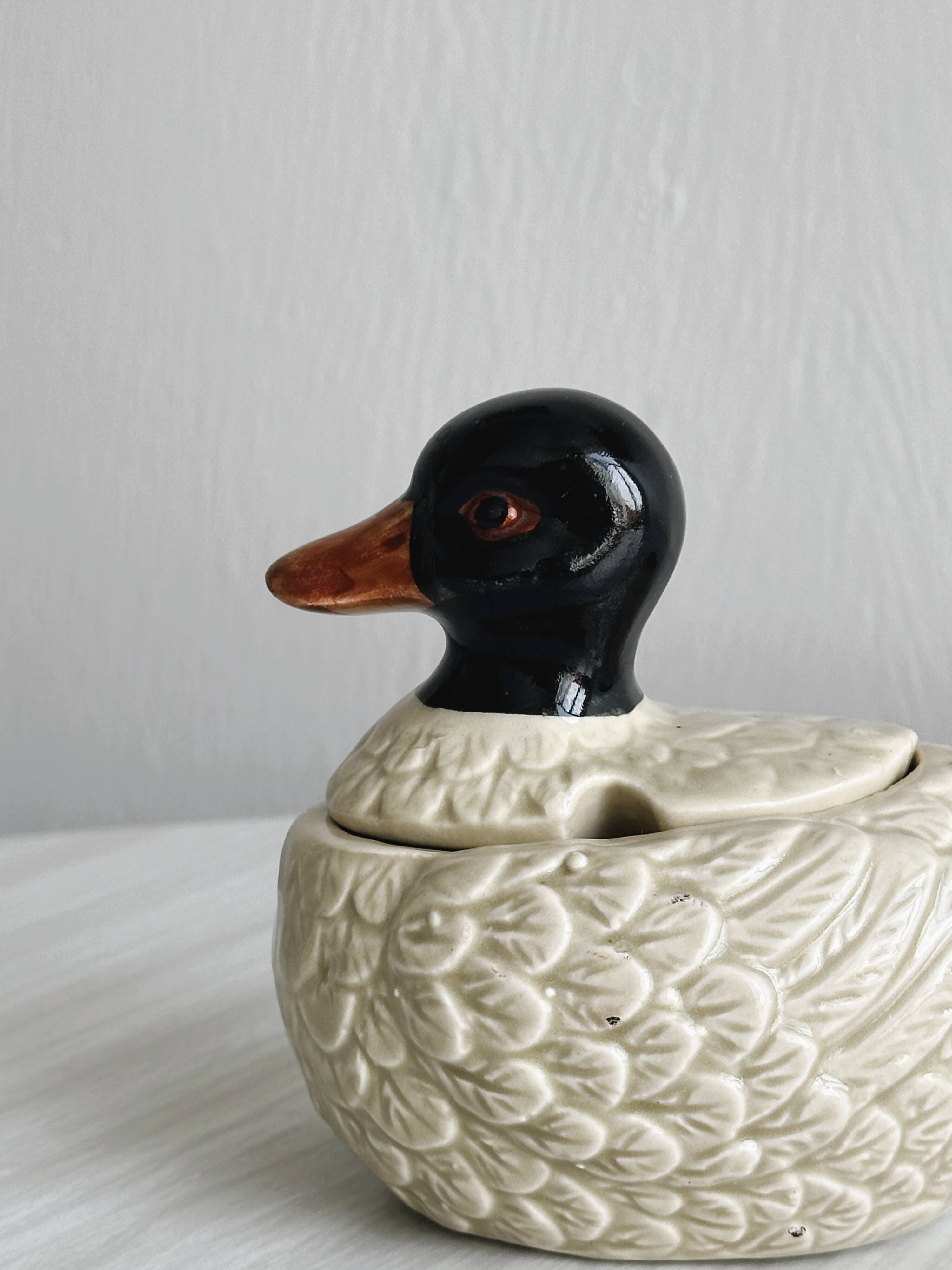 Duck mustard pot, kitchen decor, small jam pot.