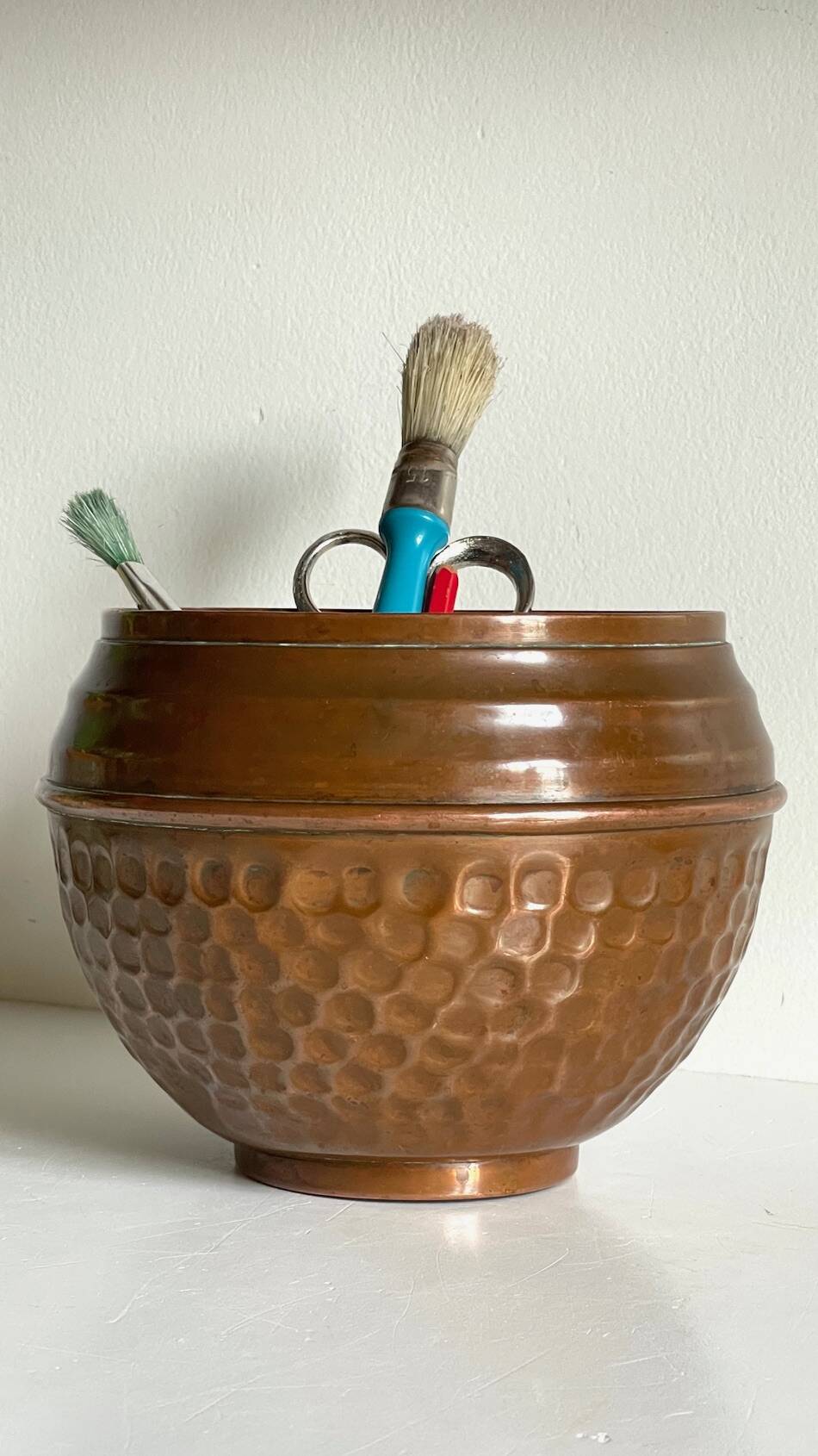Planter by Villedieu copper vintage patina