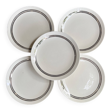 5 assiettes à dessert vintage Gien, modèle 4607