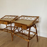 Pair of rattan bedside tables