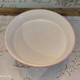 Compotier on pedestal in white ceramic pink border