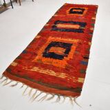 4x11 Red & Orange Handmade %100 Wool Moroccan Runner Rug, 128x346Cm