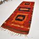 Tapis marocain fait main 100 % laine, rouge et orange, 4 x 11, 128 x 346 cm