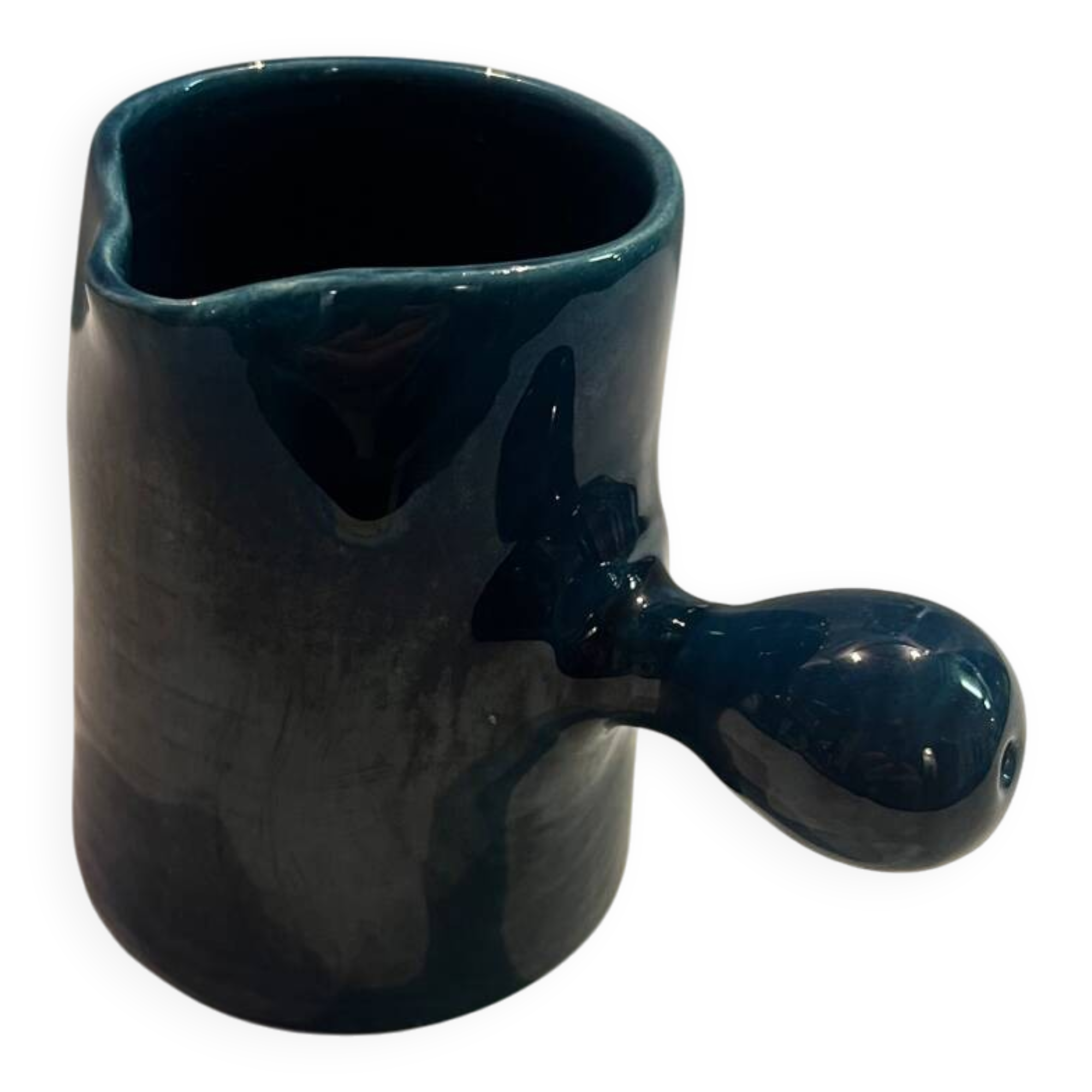 Blue ceramic milk jug