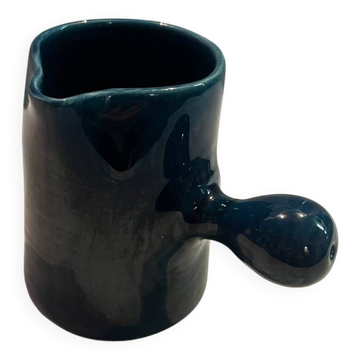 Blue ceramic milk jug