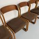 Set of 6 Baumann sleigh chairs in wood and brown fabric, original 1960s