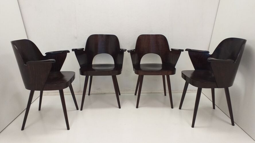 Set of 4 chairs Oswald Haerdtl for Ton, Czechoslovakia