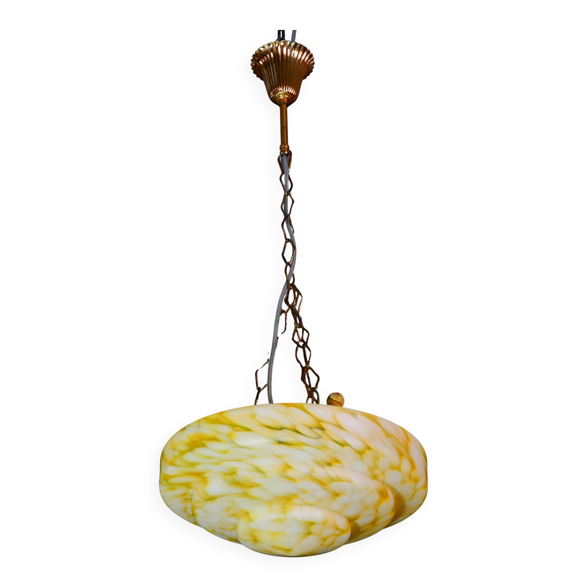 Art Deco yellow Murano glass pendant, 1950
