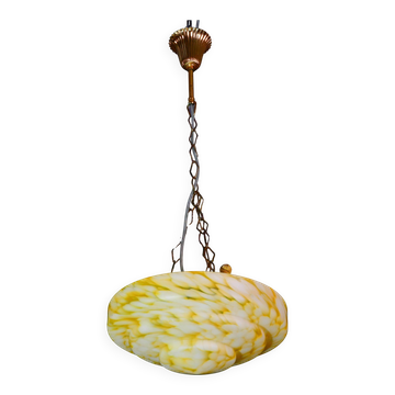 Pendentif Art Déco en verre de Murano jaune, 1950