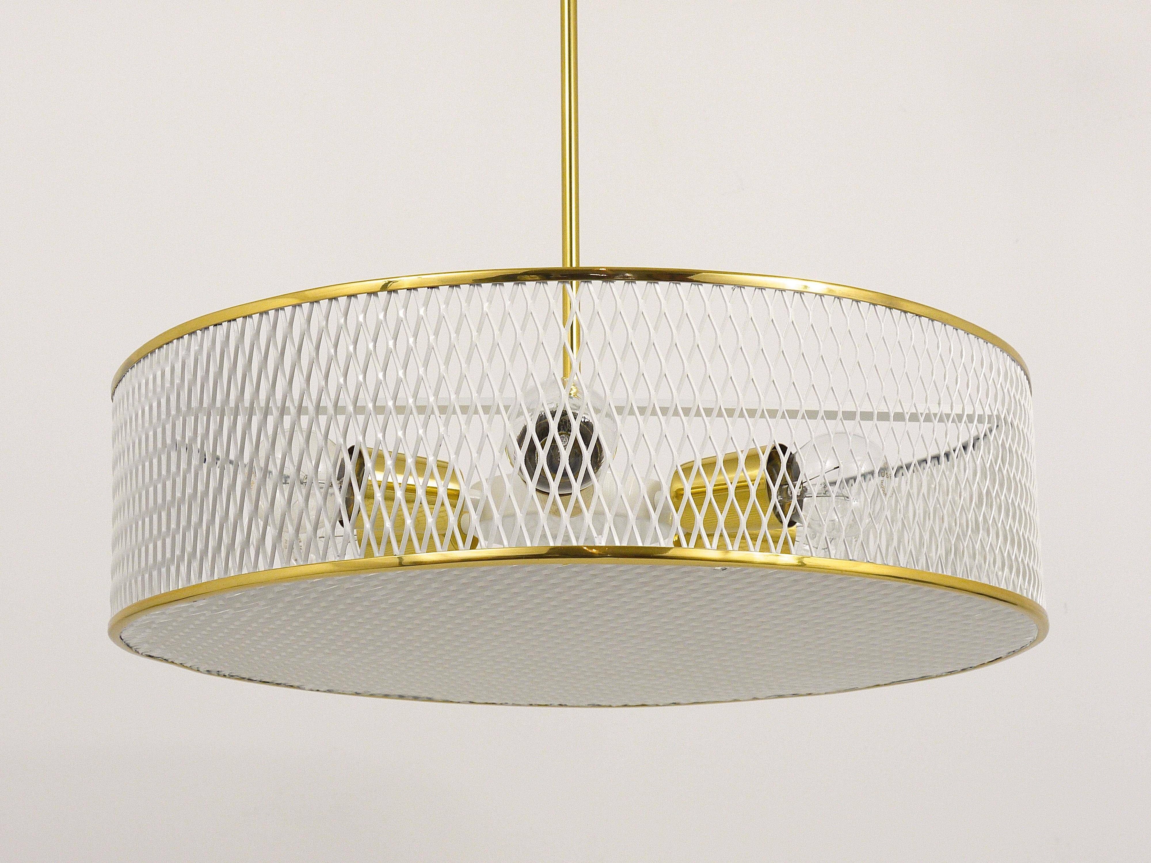 Brass Pendant Light in the Style of Mathieu Matégot Mid-Century, France, 1950s