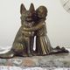 French Art Deco Table Lamp – Kneeling Girl with Dog & Clichy Glass Shade