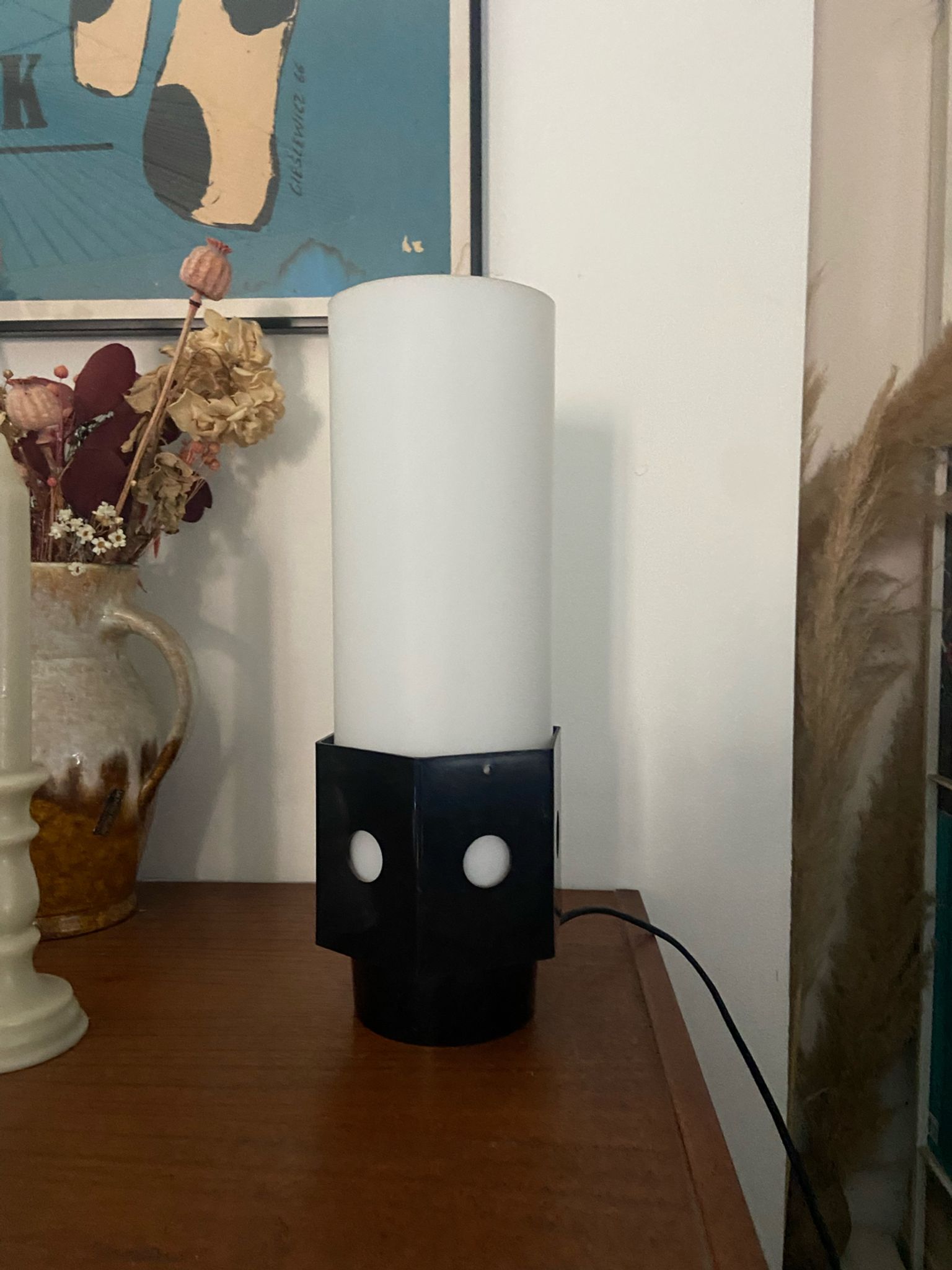 Lampe en verre et plastique années 70