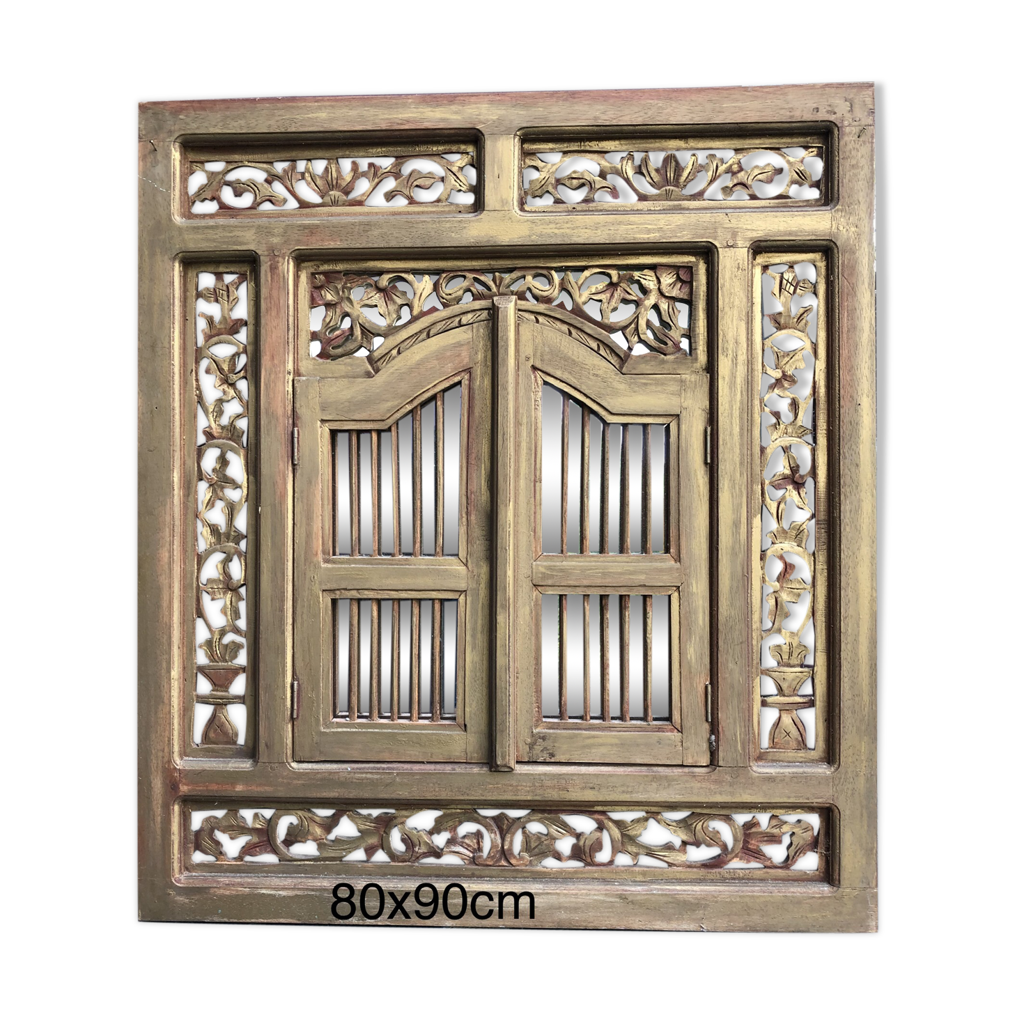 Moroccan carved wooden mirror