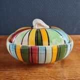 Vintage Ceramic Bonbonnière with Colourful Stripes - Jewellery Box