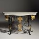 Table console en fer forgé avec marbre, années 1950
