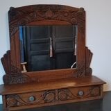 Mirror with 2 drawers solid oak. 50s