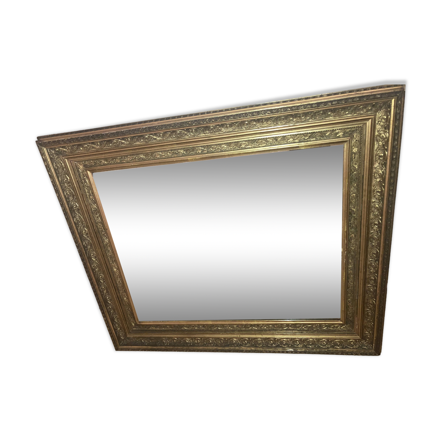 Miroir étain vintage cadre doré