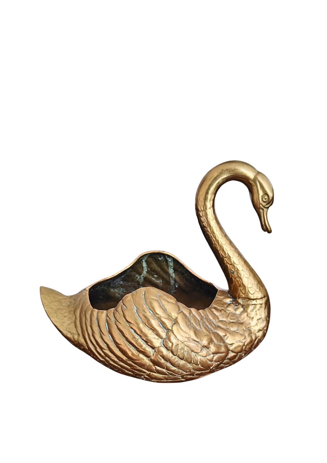 Jardinière cygne en laiton massif du milieu du siècle