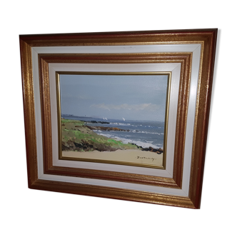 Peinture à l'huile la Côte sauvage (Vendée) Gérard Barthélemy