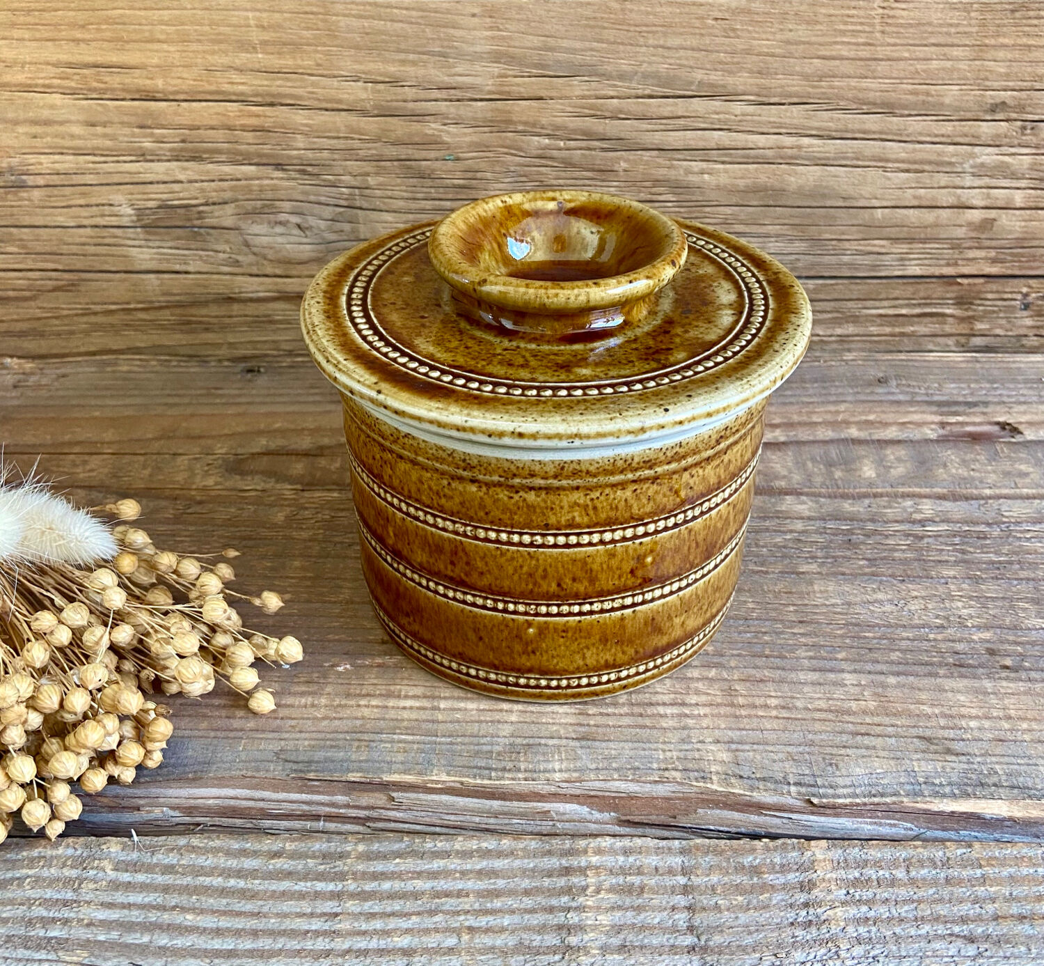 Beurrier à Eau En Céramique Grain De Pierre Grise - Beurre Frais Et Tartinable Sans Réfrigérateur