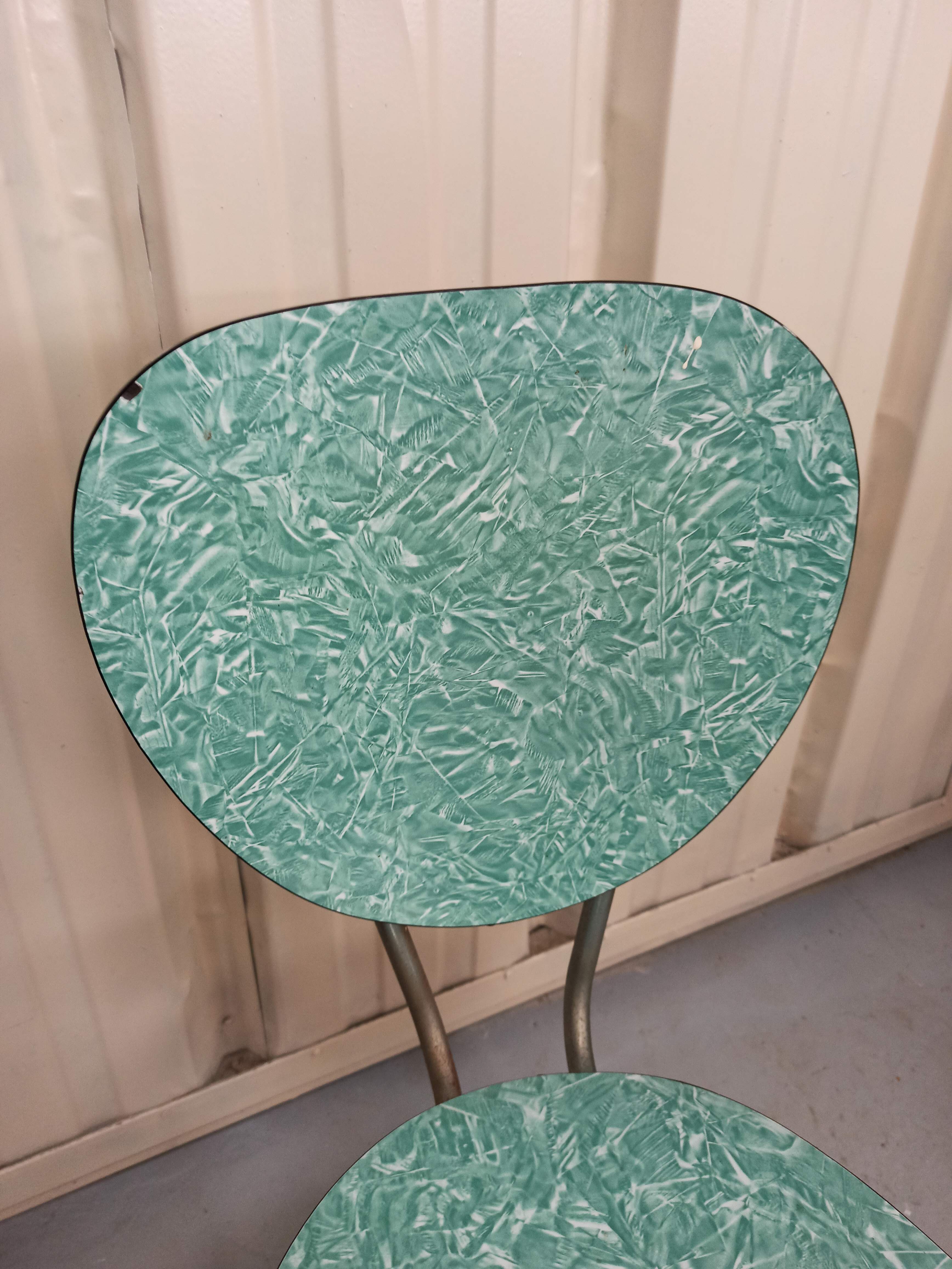 Formica chair green marbled effect