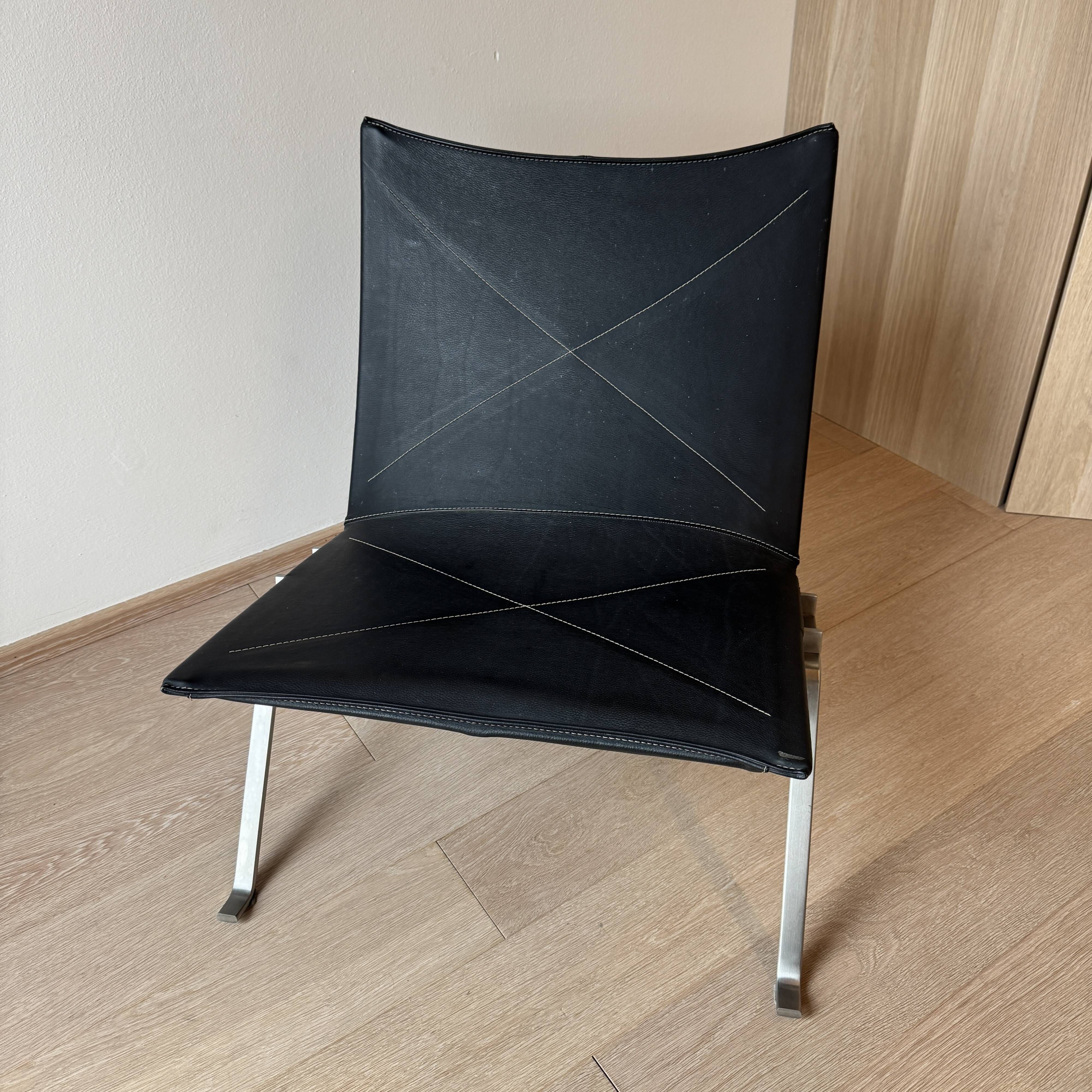 PK22 Lounge Chair by Poul Kjærholm for Fritz Hansen, Black Leather, 2007