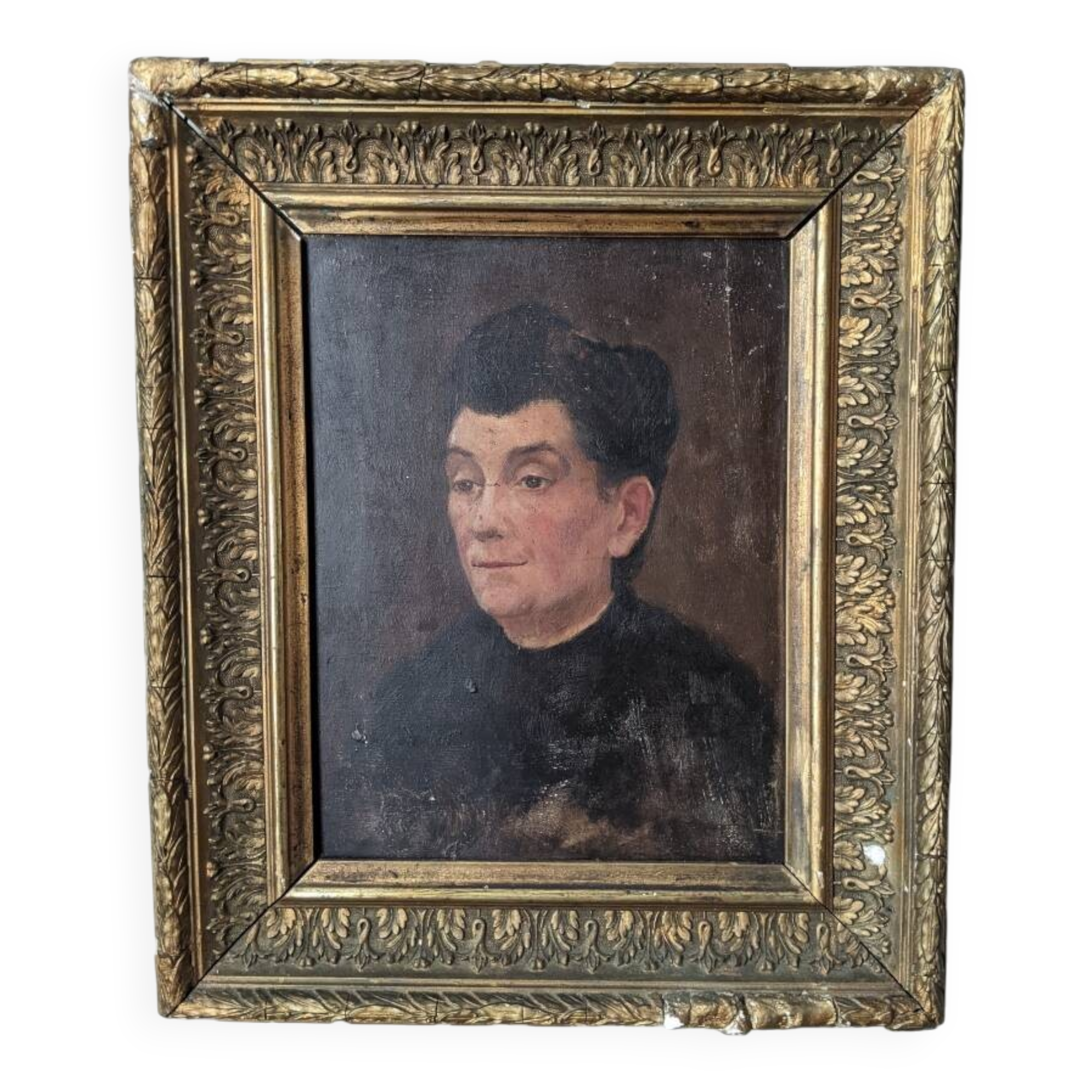 Oil on wood old portrait decoration antique countryside baroque molded