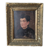 Huile sur bois portrait ancien décoration campagne antique baroque mouluré