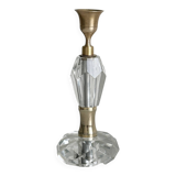 Vintage crystal and brass candlestick