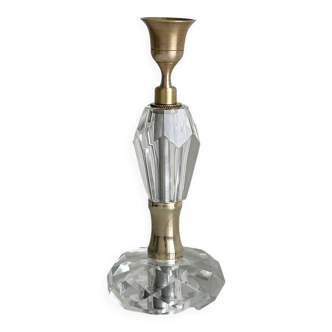 Vintage crystal and brass candlestick